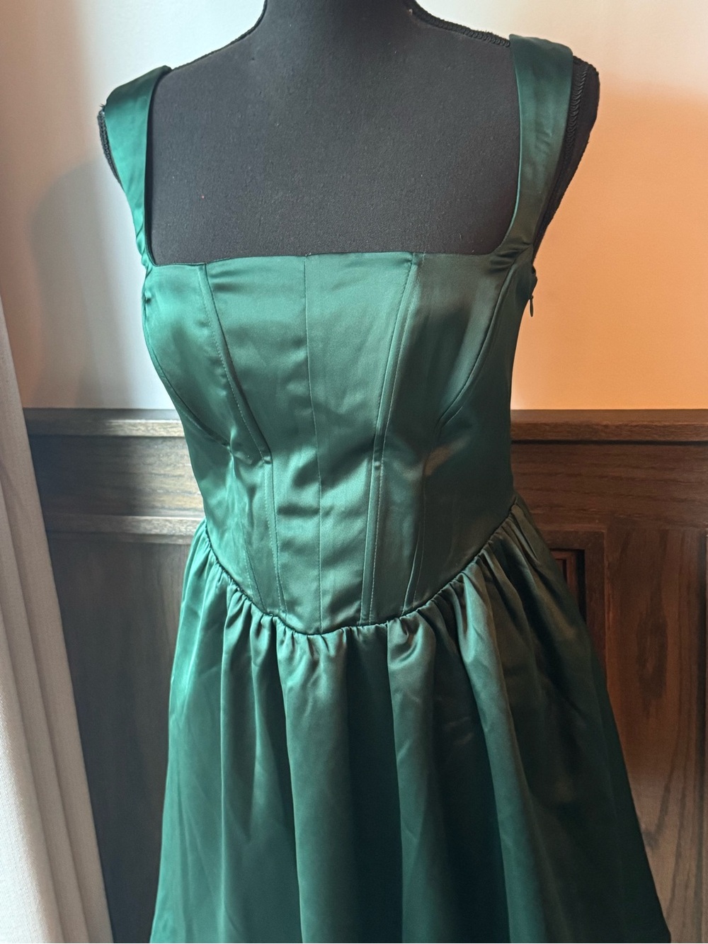 wild fable Dark Green Square-Neck Fit & Flare Mini Dress medium - Picture 3 of 9